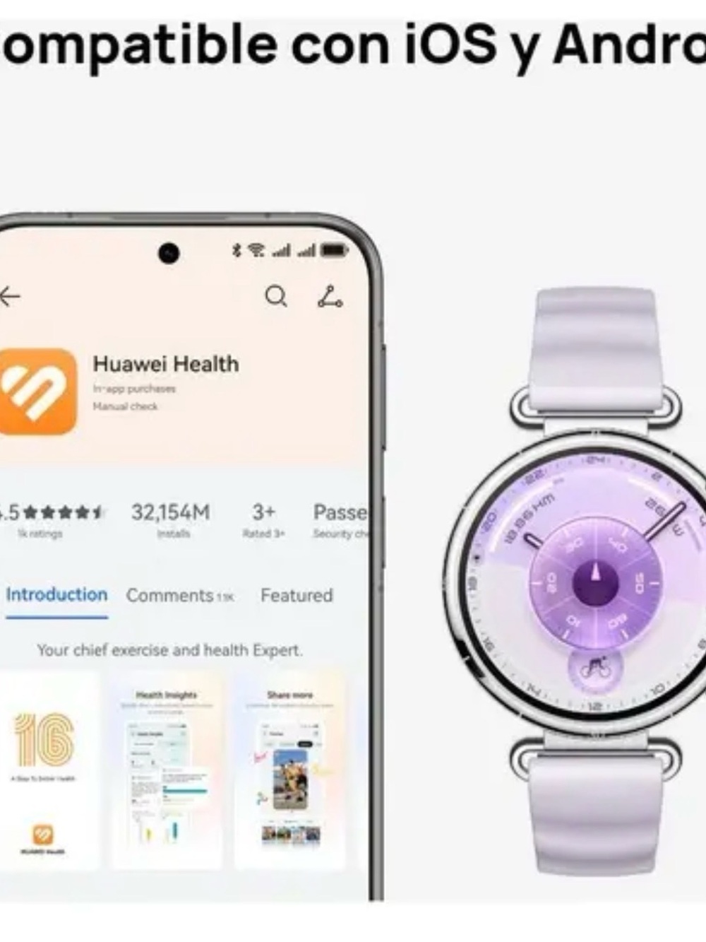 Huawei Lavender Purple Women's Smartwatch with Round Display